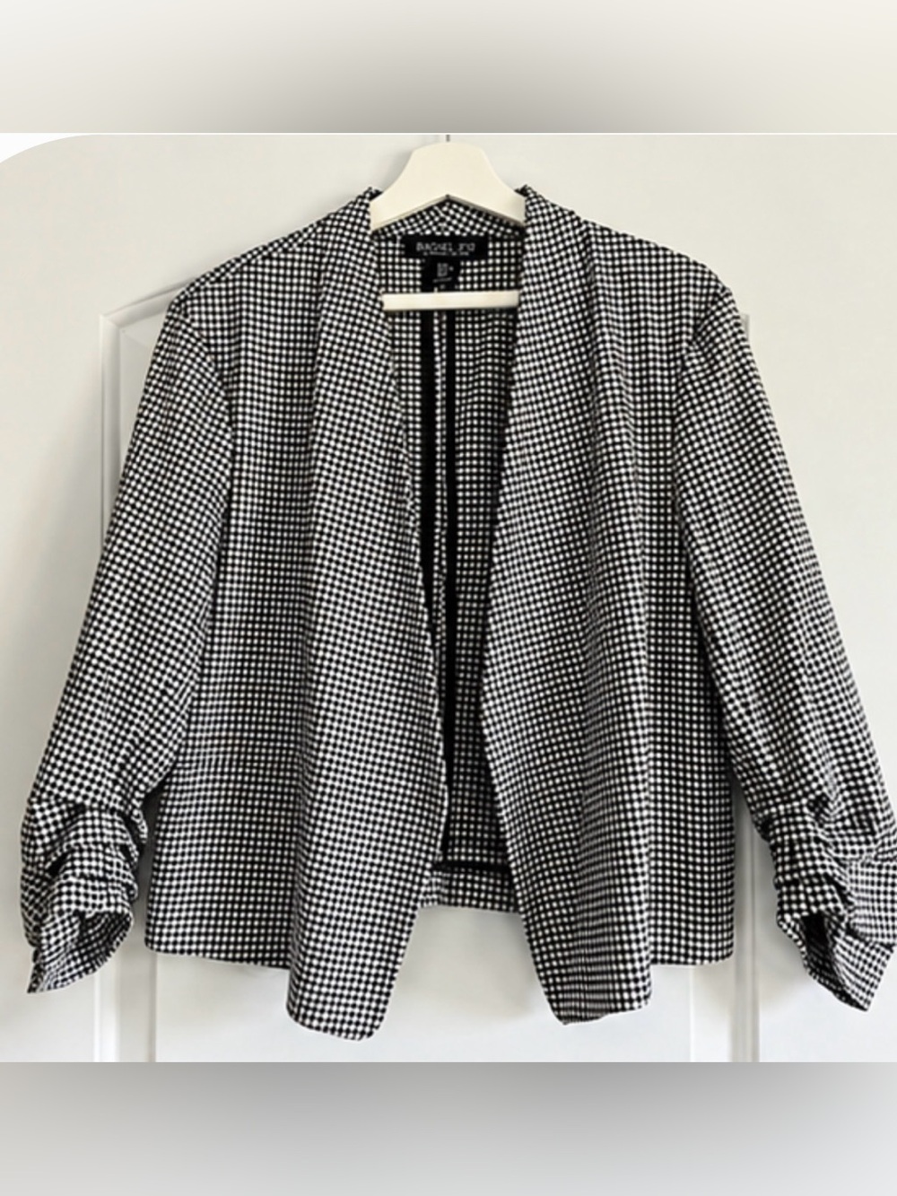 Rachel Zoe Black & White Gingham Open-Front Blazer